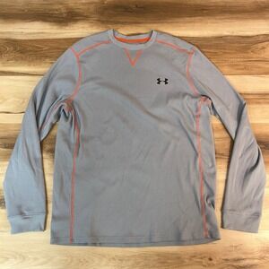 Under Armour ColdGear Loose Fit Long Sleeve Thermal Shirt Mens XL Gray Orange